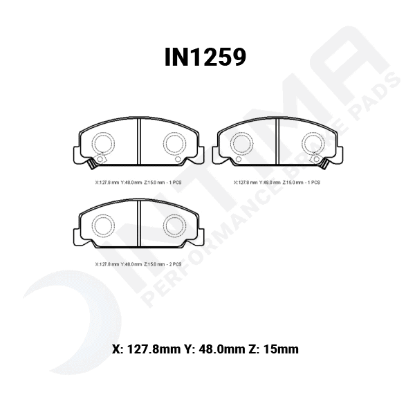 Intima - Front Brake Pads SR - IN1259-SR (Civic 93-95 EG/96-20 EK) - Image 2